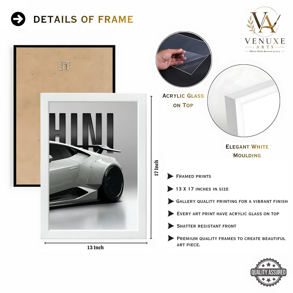 VENUXE ARTS Set Of 3 Big Sports Cars Framed Posters Gift Items for Boys Room Wall Decoration Bedroom Living Room Office Studio Décor | Car Poster Frame for Wall Décor