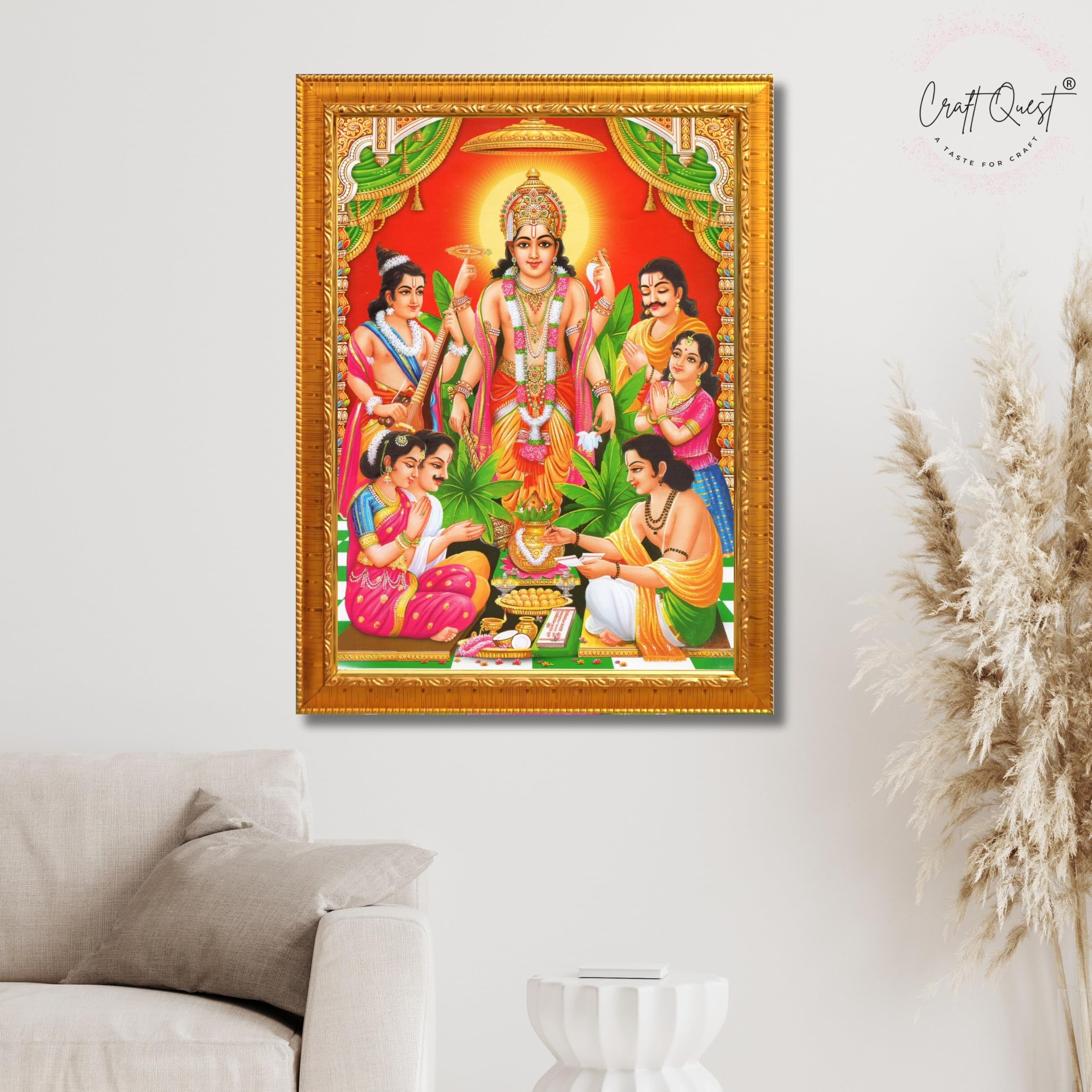 CRAFT QUEST Satyanarayana Swamy God Satyanarayan Photo Frame | Religious Photo Frame | Ideal for Home, Office, Temple & Puja Room, Wall Decor