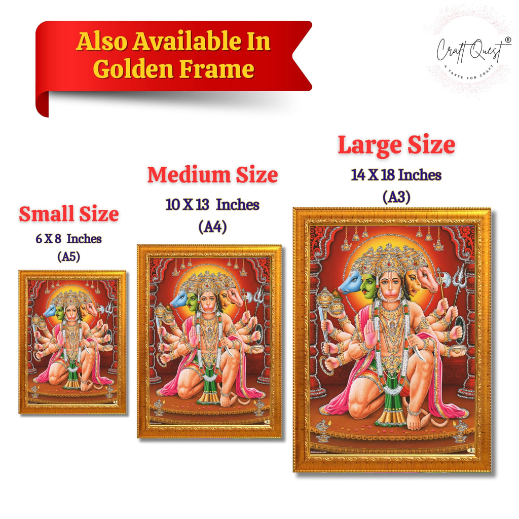 CRAFT QUEST Panchmukhi Hanuman JI | Bajrangbali Religious Photo frame home Decorative item synthetic wood