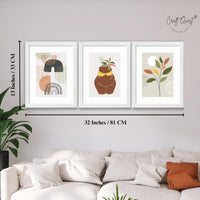 CRAFT QUEST Abstract Minimalist Art Modern Design | Set of 3 Frames for Home Decoration | Ideal for Living Room, Bedroom & Offices