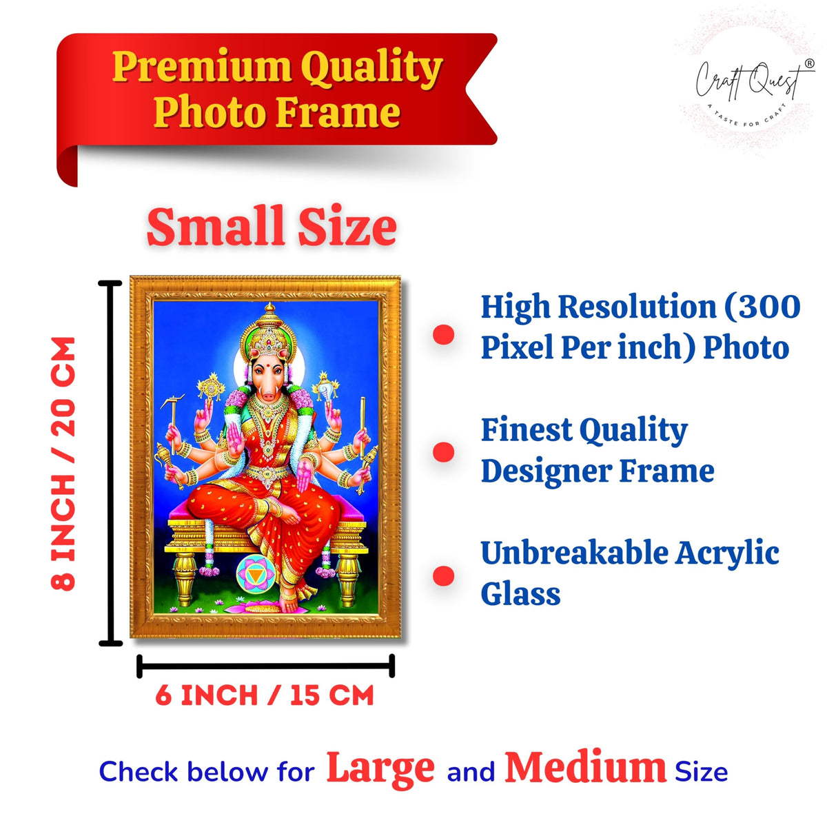 CRAFT QUEST Varahi Amman Devi Religious Photo Frame With Acrylic Glass, Religious Framed Painting