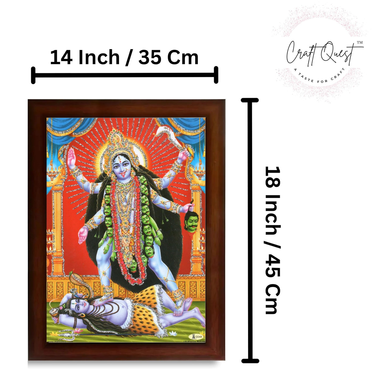 CRAFT QUEST Kali Mata photo with frame, God Religious Framed Painting With Acrylic Glass