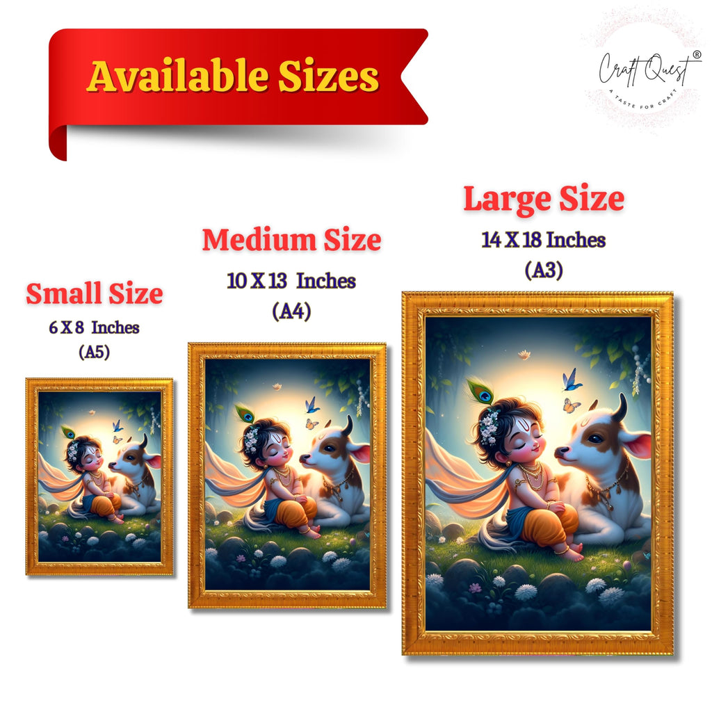 CRAFT QUEST Cute Bal Gopal HD Print | Premium Transparent Frame for Home Temple, Office Desk, Car Dashboard