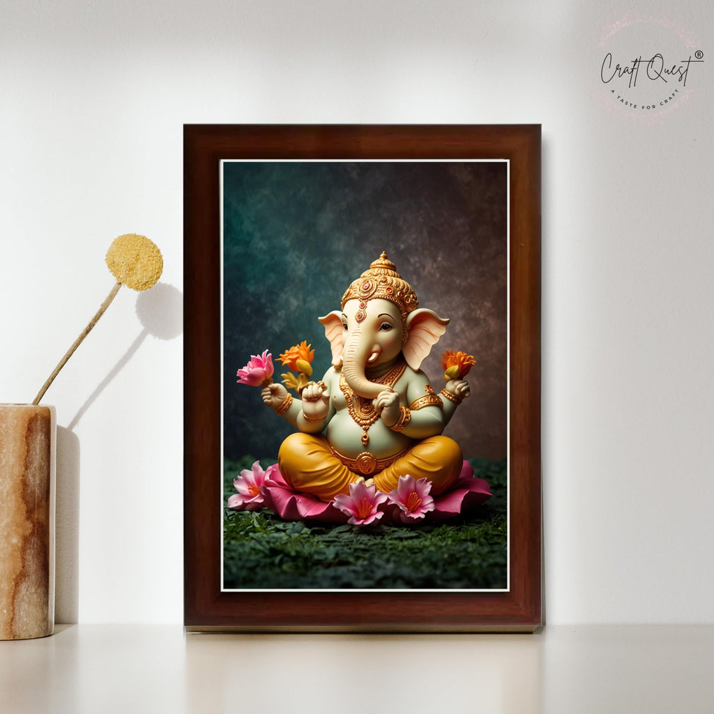 CRAFT QUEST Lord Ganpati ji Wall Hanging Frame for Living Room, Pooja Room Décor GA-215