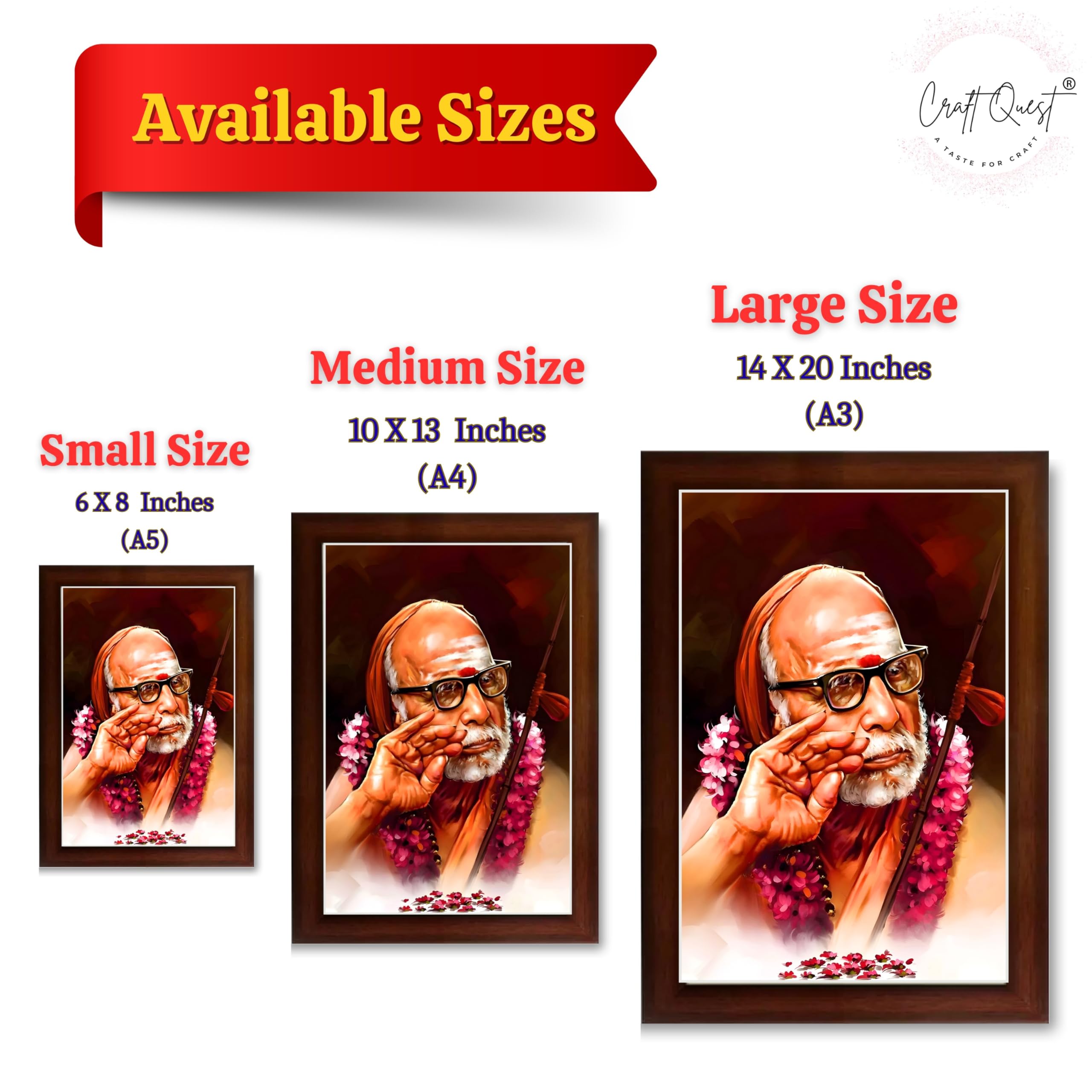 CRAFT QUEST Kanchi Maha Periyava Periyavar Periyar Kanji Wall Painting Framed Home Décor