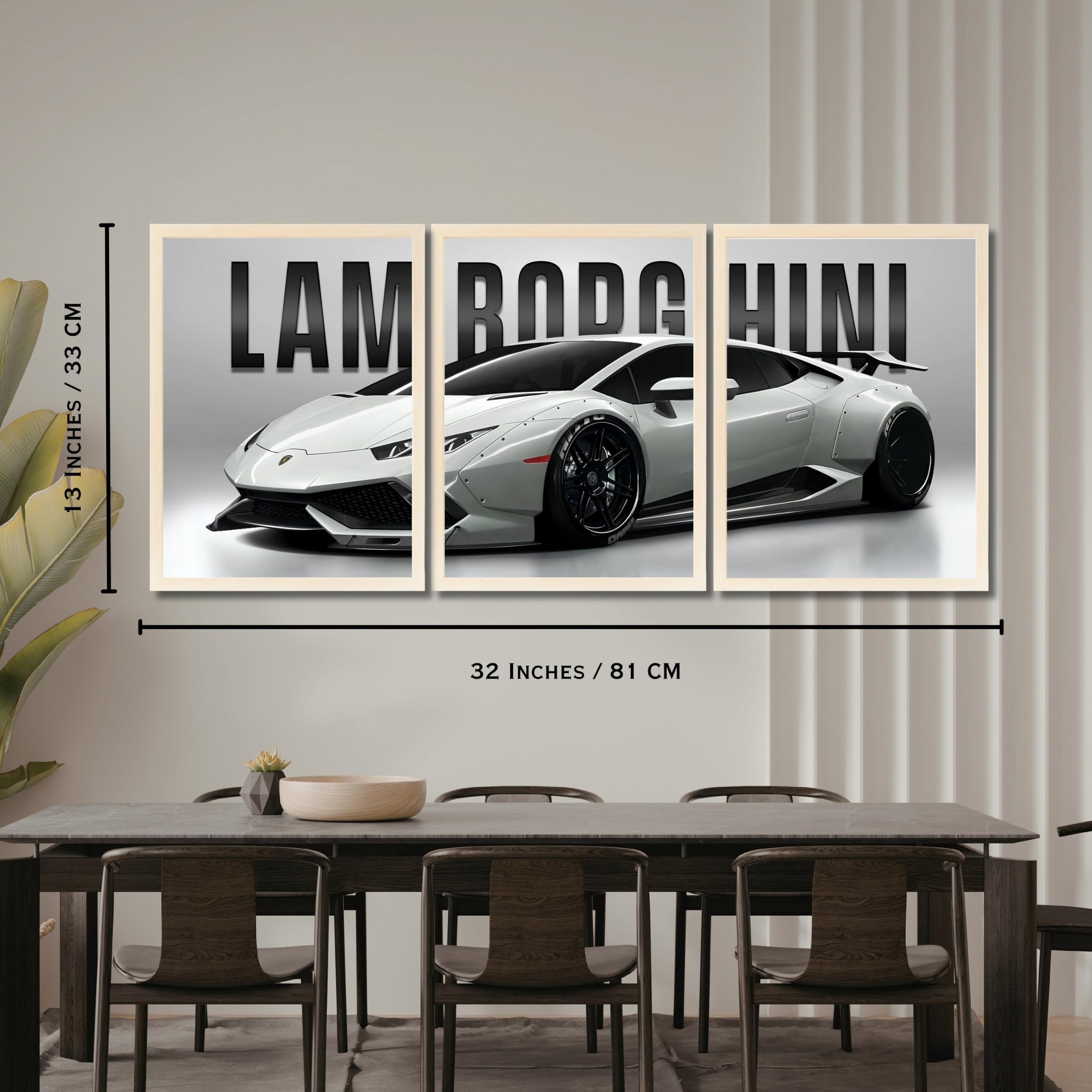 VENUXE ARTS Set Of 3 Big Sports Cars Framed Posters Gift Items for Boys Room Wall Decoration Bedroom Living Room Office Studio Décor | Car Poster Frame for Wall Décor