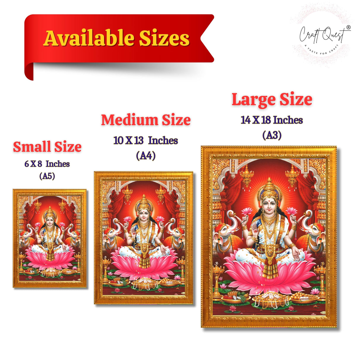 CRAFT QUEST Goddess Lakshmi Devi Dhana Vaibhav Laxmi Maa Wall Painting Frame Home Decor