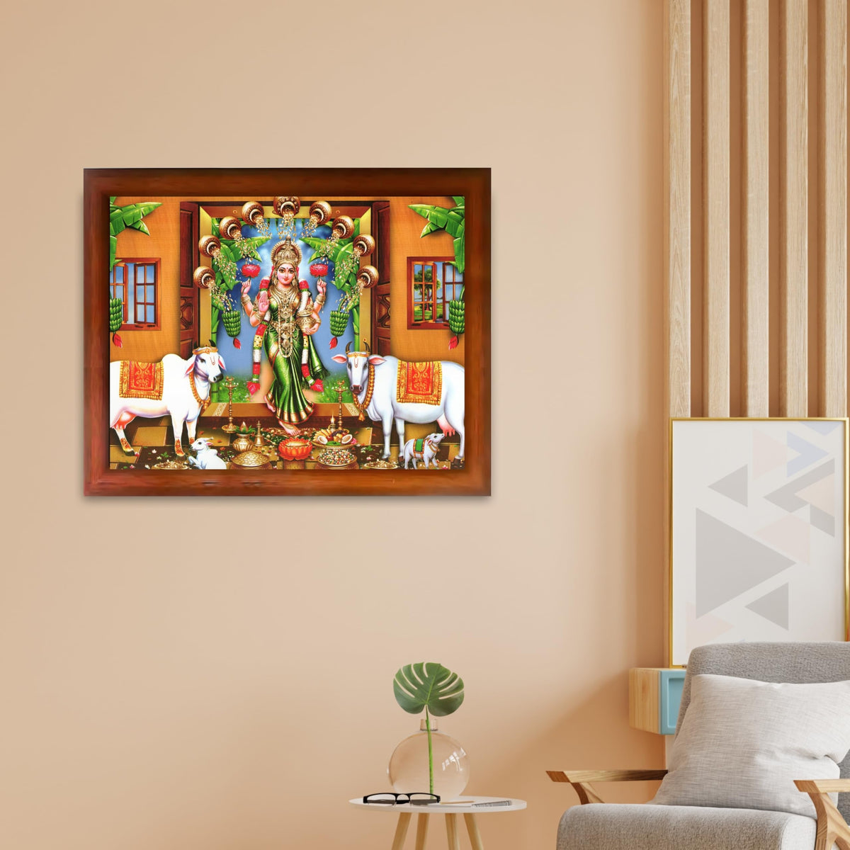 CRAFT QUEST Goddess Lakshmi Mata Wall Painting Photo Framed | Acrylic Glass, Lightweight | Ideal for Home, Office, Temple & Puja Room, Wall Decor