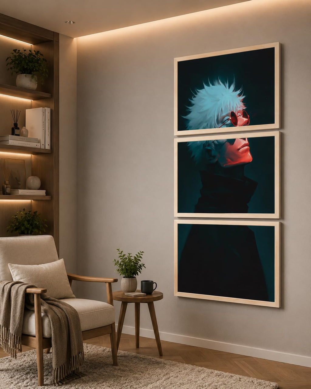 VENUXE ARTS Set Of 3 Anime Characters Wall Framed |Anime Characters Framed Poster for Living Room Bedroom Gaming Room Studio Wall Decor