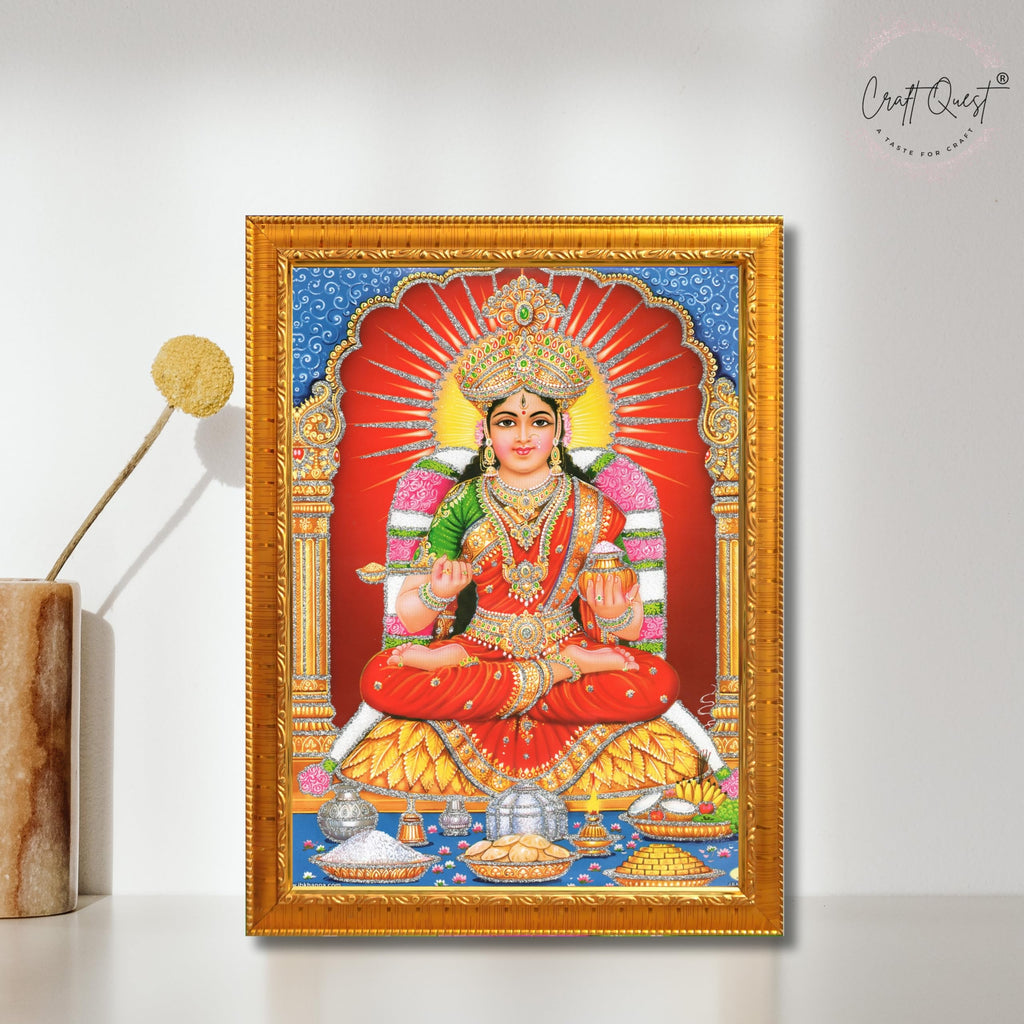 CRAFT QUEST Maa Annapurna devi sitting on throne photo frame with Acrylic glass for Kitchen Worship