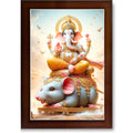 CRAFT QUEST God Ganpati ji Photo Frame Wall Decor Mandir Pooja Poster Religious Painting Divine Hindu Temple Decoration Spiritual Blessings Home Office Gift