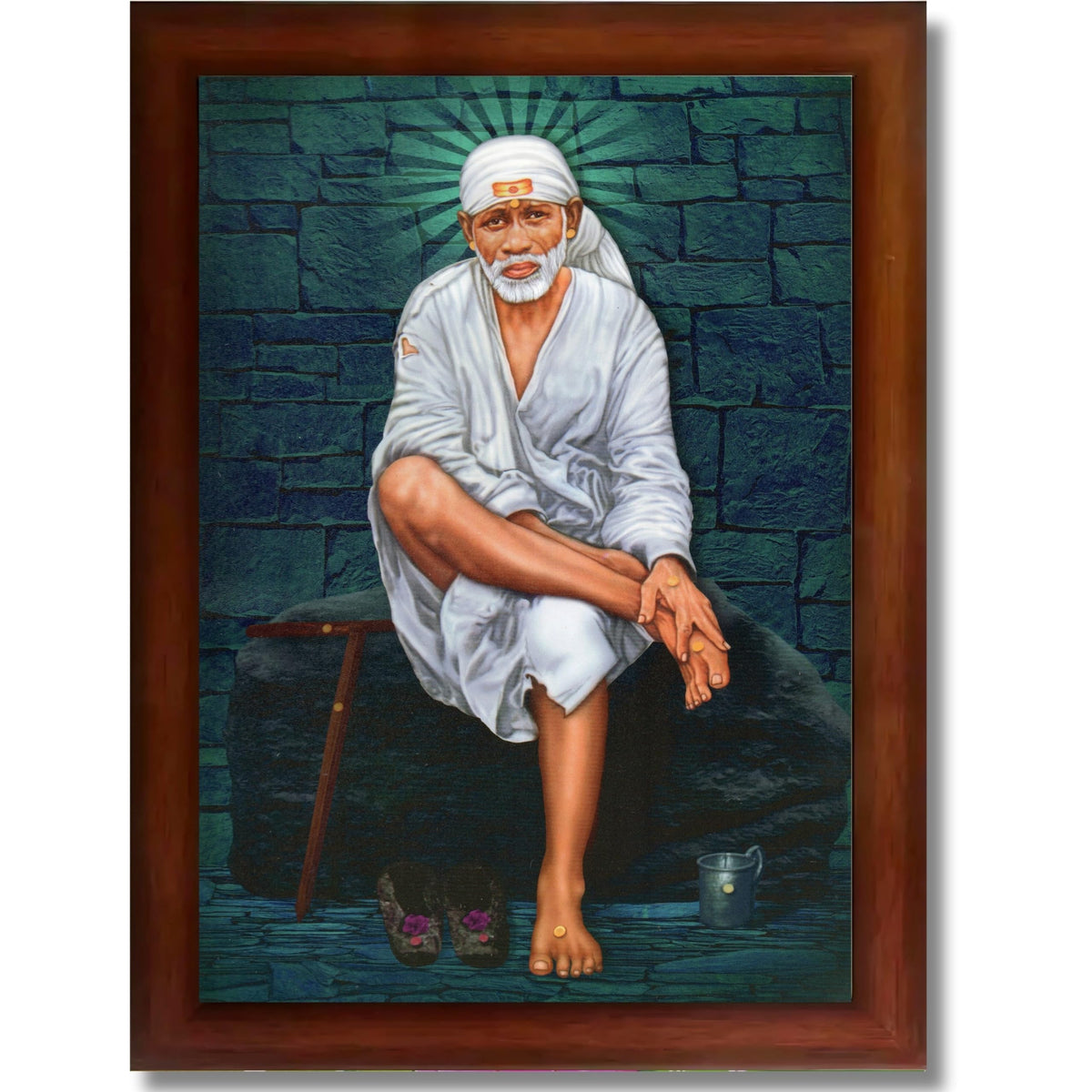 CRAFT QUEST Saibaba Sai Baba Shirdi Sainath Wall Painting Framed Home Décor, Ideal for Home, Office, Temple & Puja Room, Wall Decor