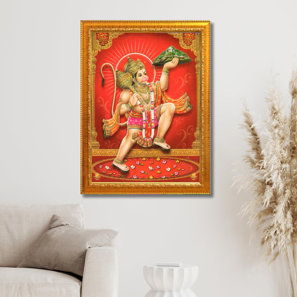 CRAFT QUEST Hanuman JI | Bajrangbali Religious Photo frame Decorative Item Synthetic frame