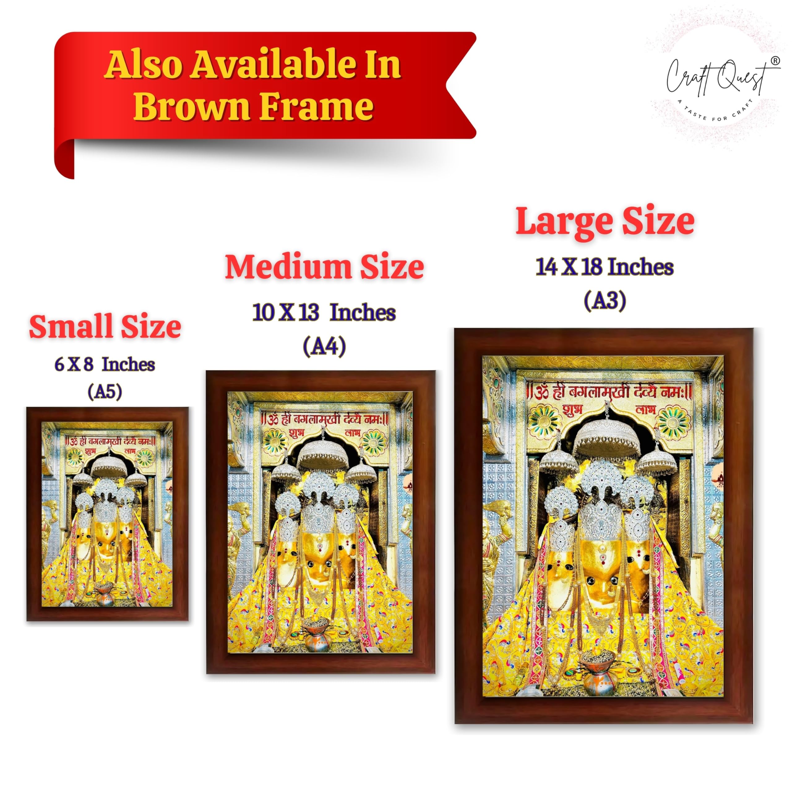 CRAFT QUEST Baglamuklhi maa/mata wodden Religious Photo Frame for Home, Office