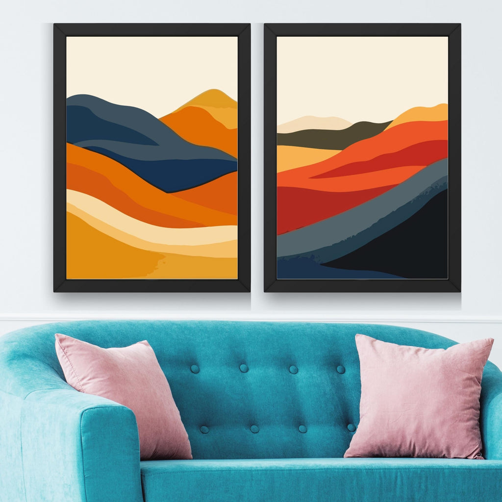 CRAFT QUEST Set of 2 piece Wall Art poster Frame Painting for Wall Decoration With Acrylic Glass, living room, Home Office, Restraunt