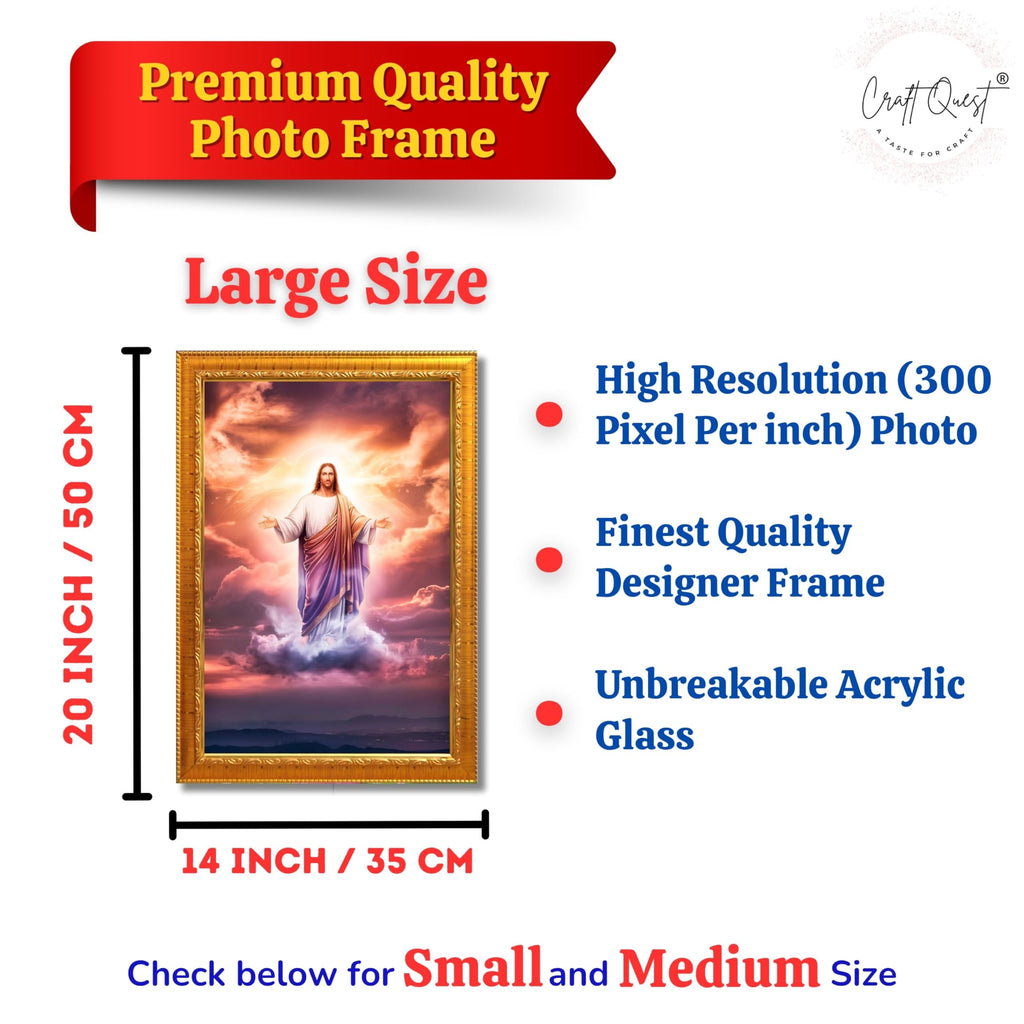 CRAFT QUEST Lord Jesus Christ Blessing Wall Artwork Wood Photo Frame Wall Hanging Décor and Gift Item