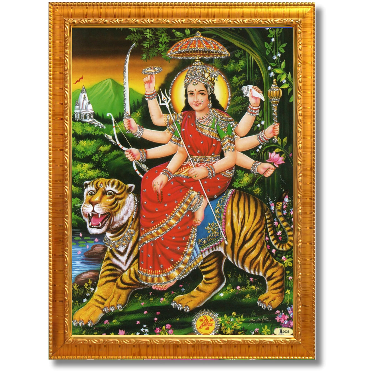 CRAFT QUEST Durga Mata Goddess Navdurga Wall Painting Framed Home and Pooja Décor