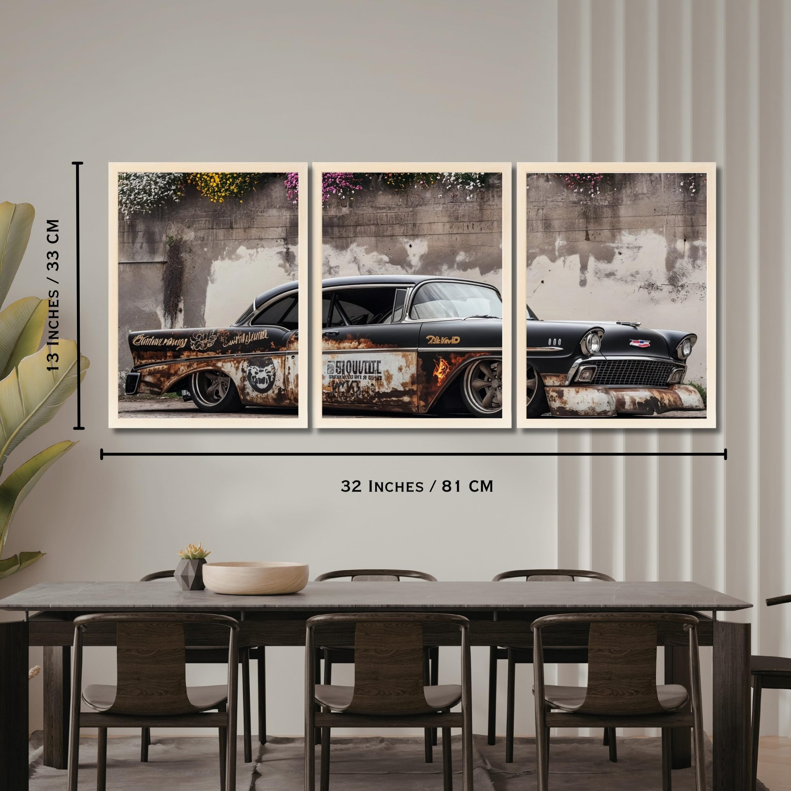 VENUXE ARTS Set Of 3 Big Sports Cars Framed Posters Gift Items for Boys Room Wall Decoration Bedroom Living Room Office Studio Décor | Car Poster Frame for Wall Décor