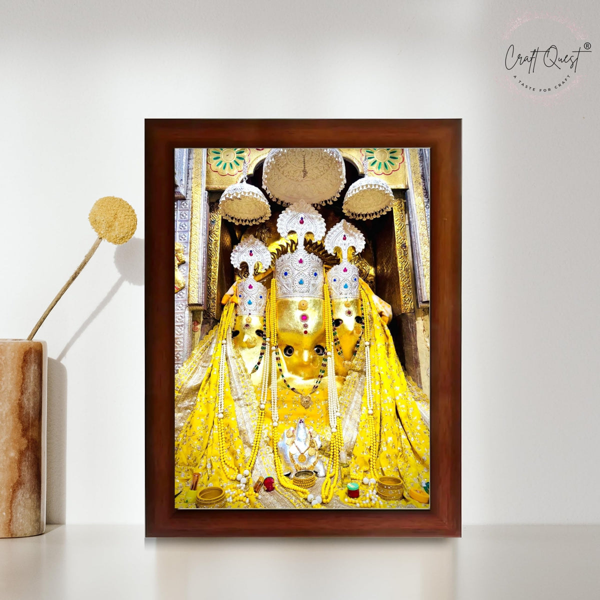 CRAFT QUEST Baglamuklhi maa/mata wodden Religious Photo Frame for Home, Office
