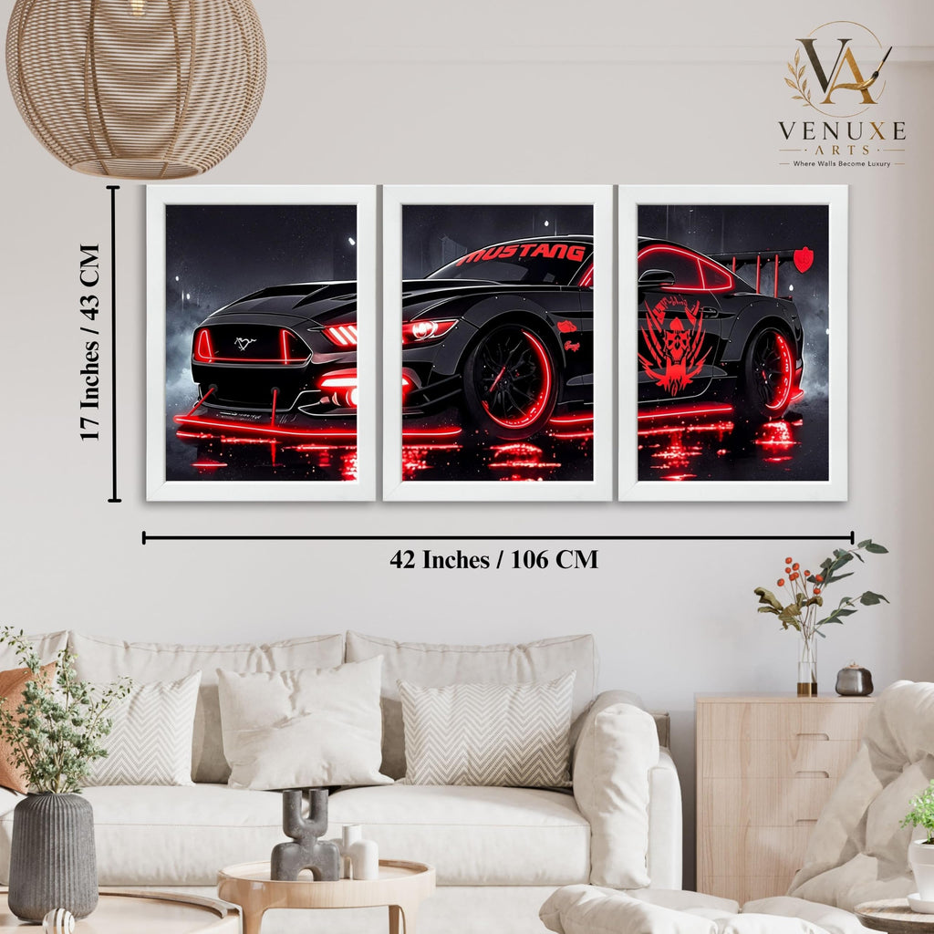 VENUXE ARTS Set Of 3 Big Sports Cars Framed Posters Gift Items for Boys Room Wall Decoration Bedroom Living Room Office Studio Décor | Car Poster Frame for Wall Décor