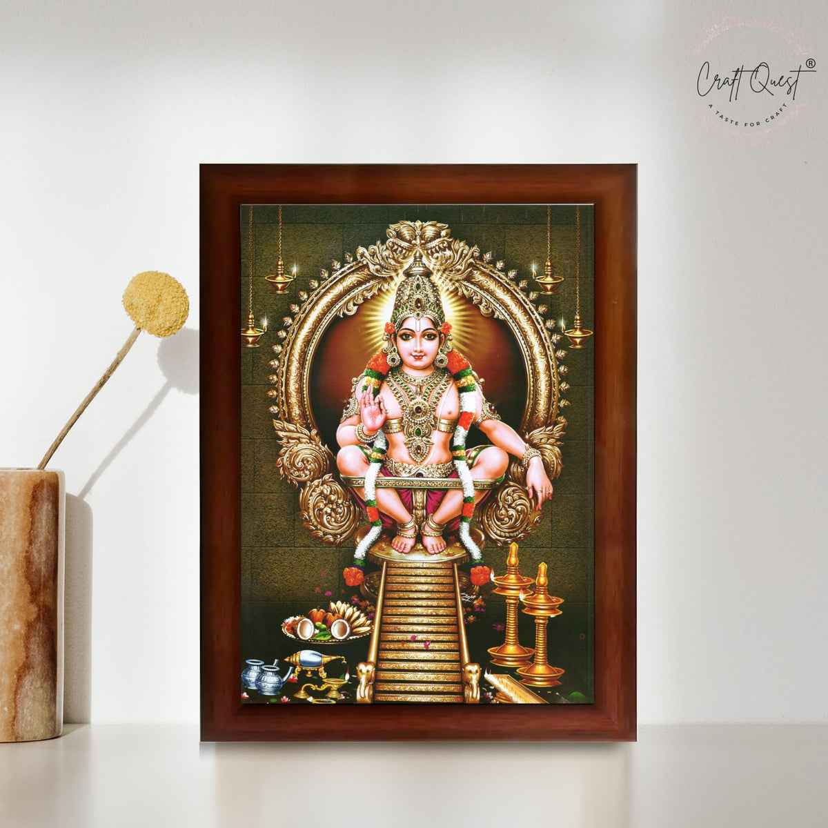 CRAFT QUEST Lord Swami Ayyappa Swamy Ayyappan Iyyappan South photo Frame For Wall Painting,Temple, Pooja, Home Décor Items