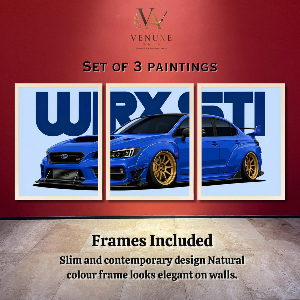 VENUXE ARTS Set Of 3 Big Sports Cars Framed Posters Gift Items for Boys Room Wall Decoration Bedroom Living Room Office Studio Décor | Car Poster Frame for Wall Décor