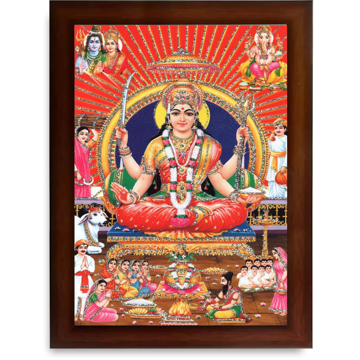 CRAFT QUEST Santoshi MataJi Color Photo Frame for Home Temple Pooja and Devotional Gift Item