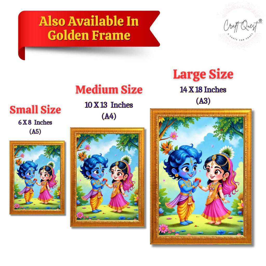 CRAFT QUEST Cute Bal Gopal HD Print | Bal Krishna Frame for Home Temple, Office Desk, Car Dashboard