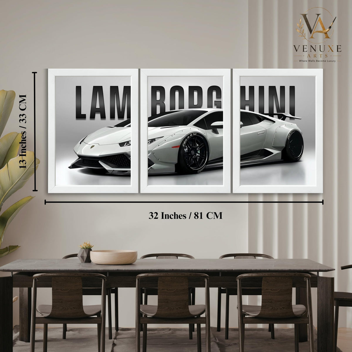 VENUXE ARTS Set Of 3 Big Sports Cars Framed Posters Gift Items for Boys Room Wall Decoration Bedroom Living Room Office Studio Décor | Car Poster Frame for Wall Décor
