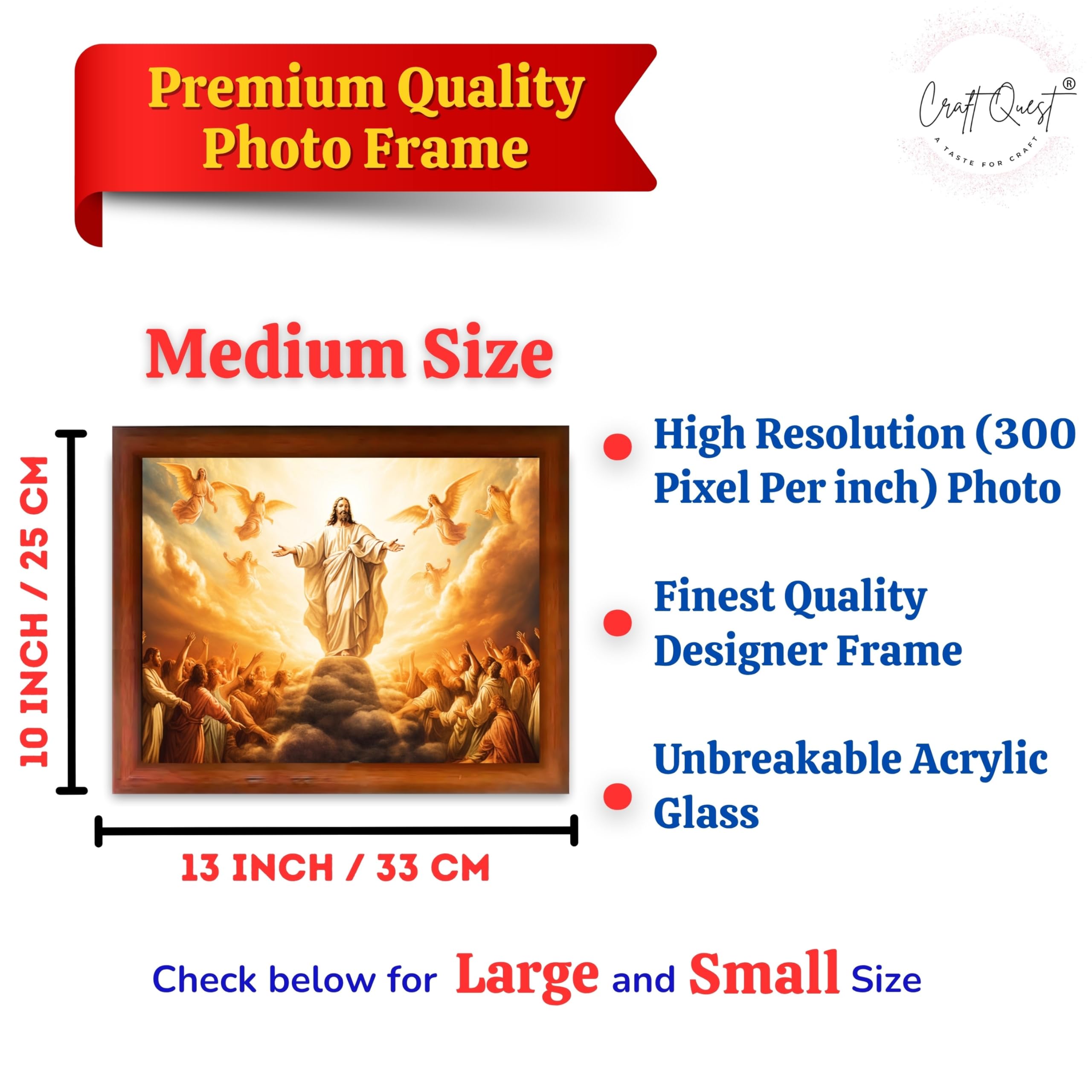 CRAFT QUEST Lord Jesus Christ Photo Frame | Decorative Picture for Gifts, Home Decor | Jesus Painting, Religious Photo Frame