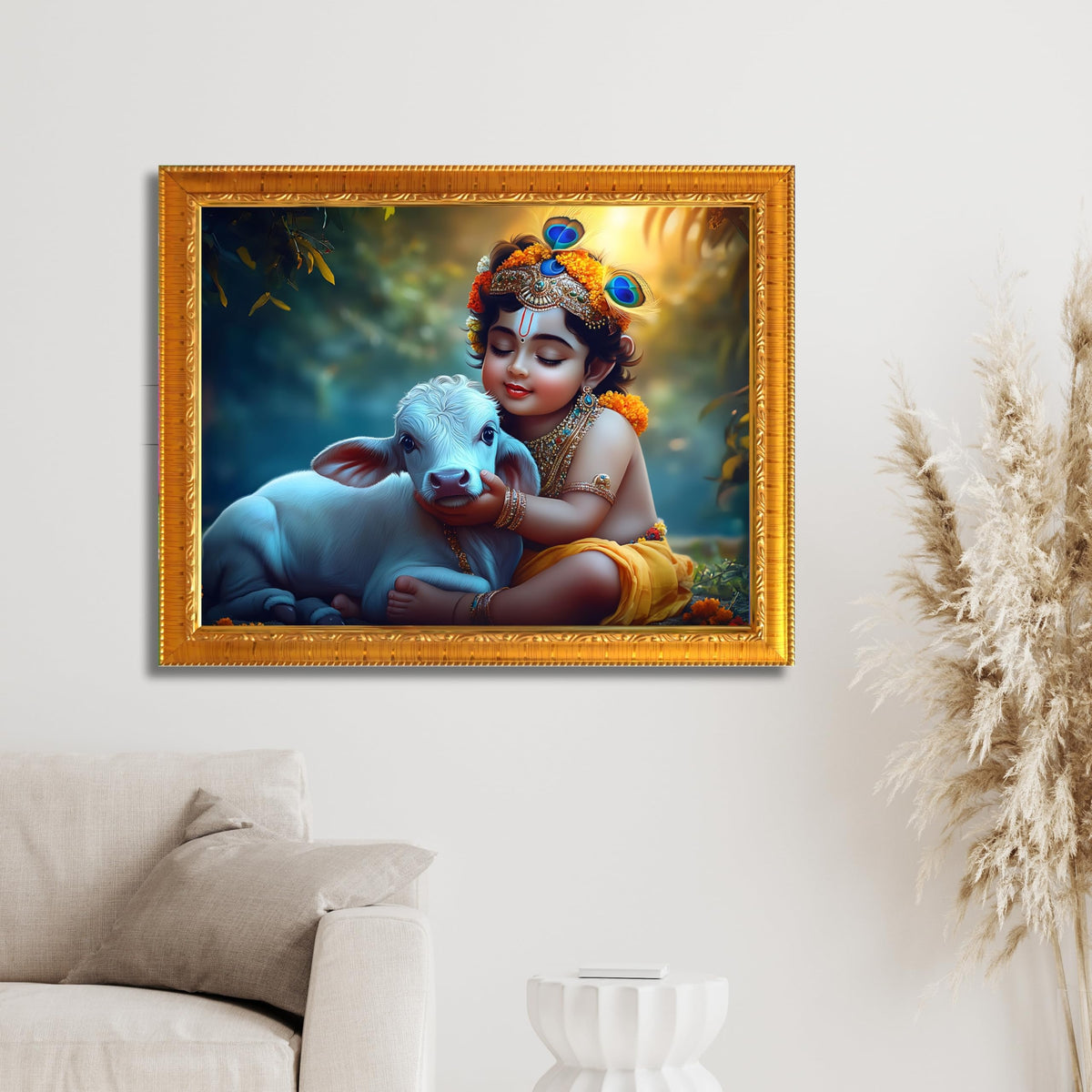 CRAFT QUEST Little Krishna Bal Gopal Wall Photo Frame | Hindu God Kanha Devotional Home Decor | Gift Item