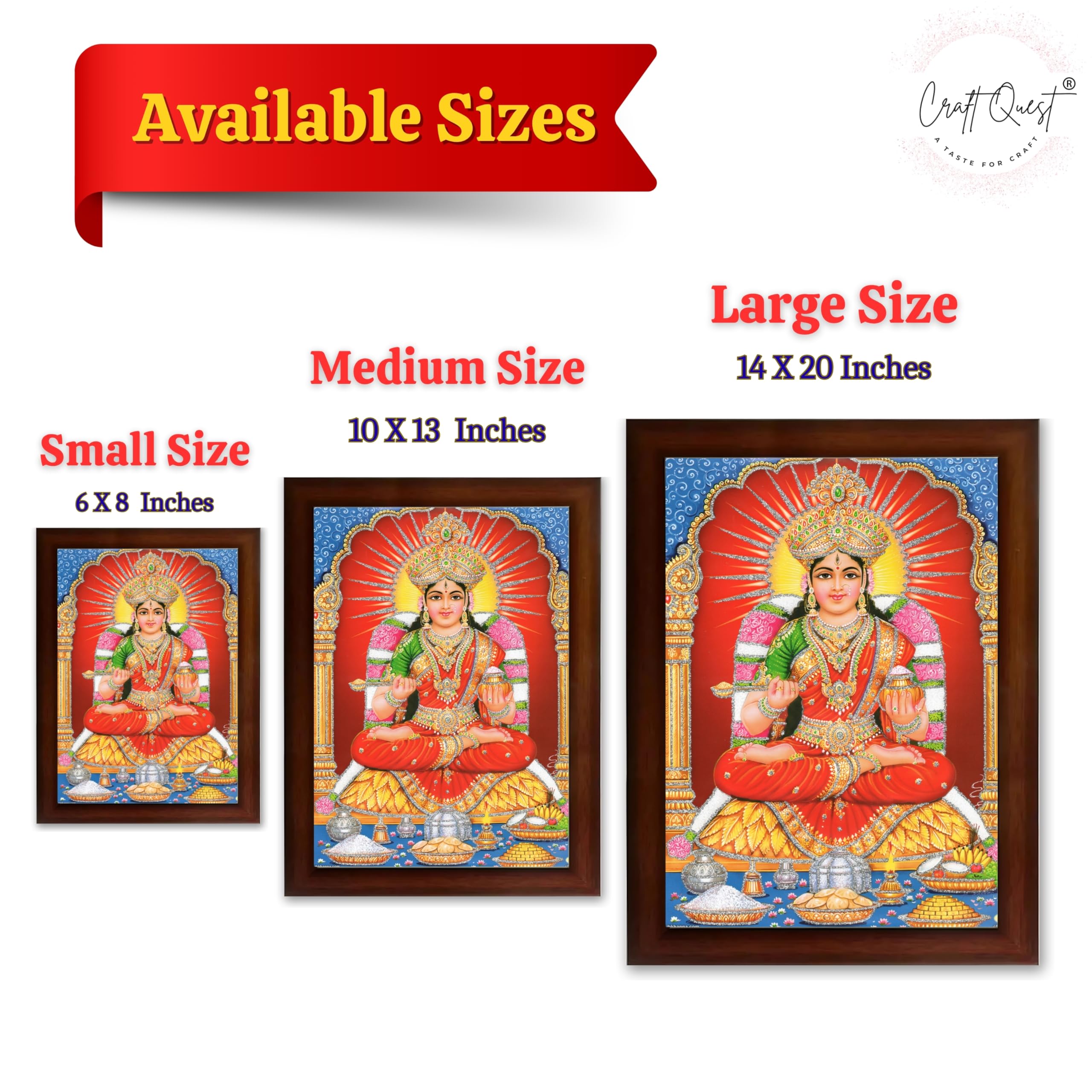 CRAFT QUEST Maa Annapurna devi sitting on throne photo frame with Acrylic glass for Kitchen Worship