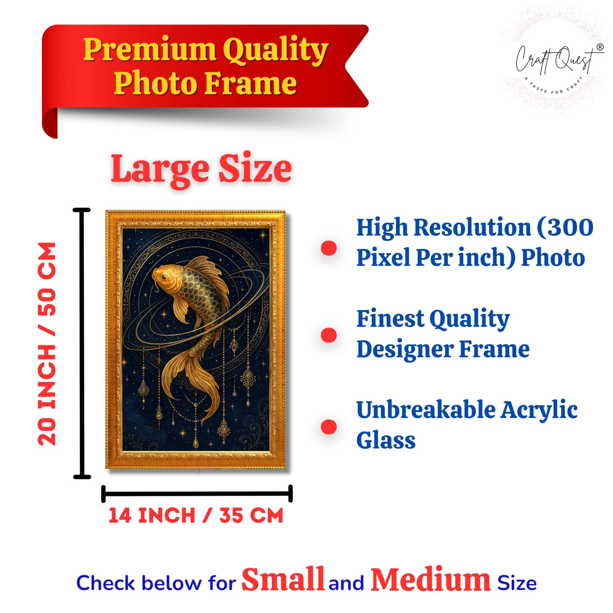 CRAFT QUEST Vastu Fishes Painting With Floating Frame Home Office Wall Decor | Paintings for Home Decoration, Living room, Bedroom and Office Décor
