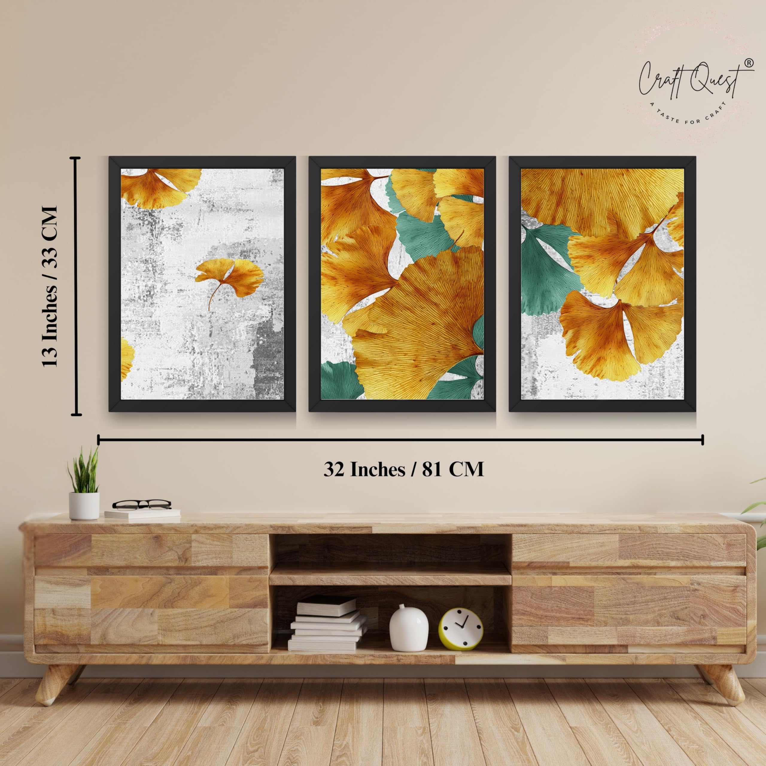 CRAFT QUEST Modern Art Rich Texture Abstract Wall Art | Set of 3 Frames for Home Decoration | Ideal for Living Room, Bedroom & Offices