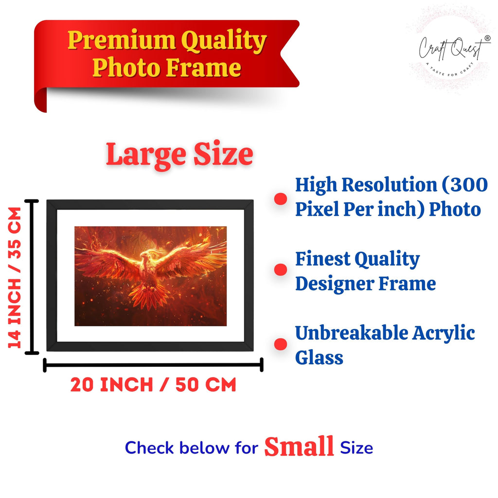 CRAFT QUEST Phoenix Bird Painting – Rising Phoenix Vastu Wall Art – Wall Decoration – Positive Energy Painting for Success, Growth & Spiritual Inspiration