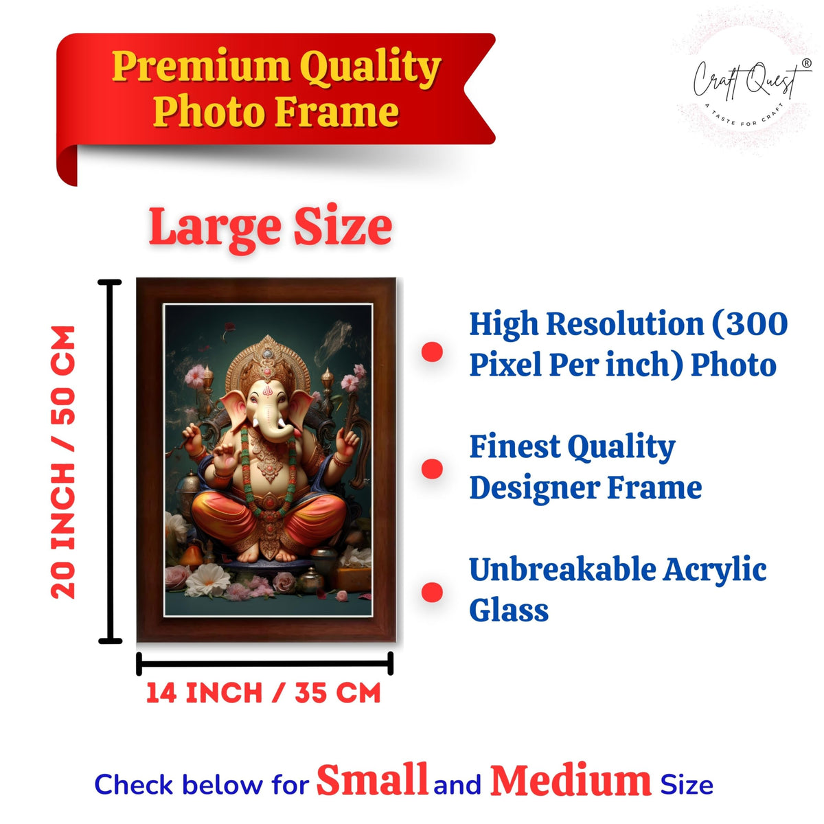 CRAFT QUEST Lord Ganesha Ganpati ji Abstract Modern Wall Painting With Frame For Home and Pooja,Office Décor