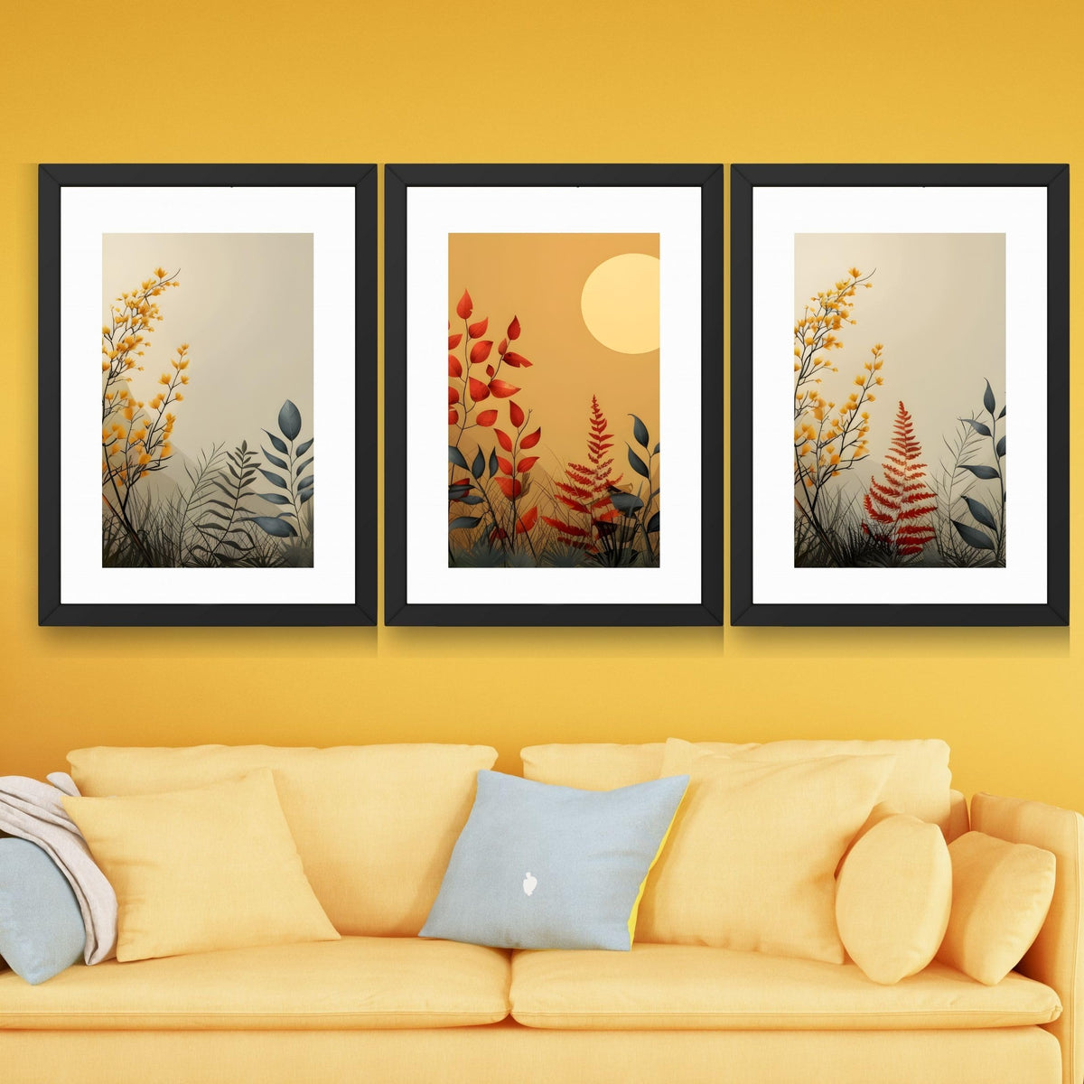 CRAFT QUEST Wall Art Decor Paintings | Set of 3 FLORAL Wall Art Frames for Home Decoration | Ideal for Living Room, Bedroom & Offices