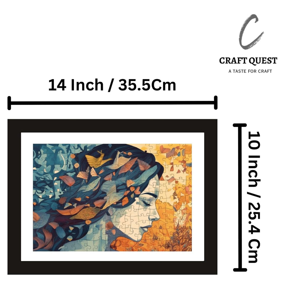 CRAFT QUEST Abstract Modern Feminine Fusion Art Poster Frame for Home & Office Wall Decoration - Portrait, Wall Display (Black, 14x10 Inch Frame with Art Print) (Tropical Reverie)