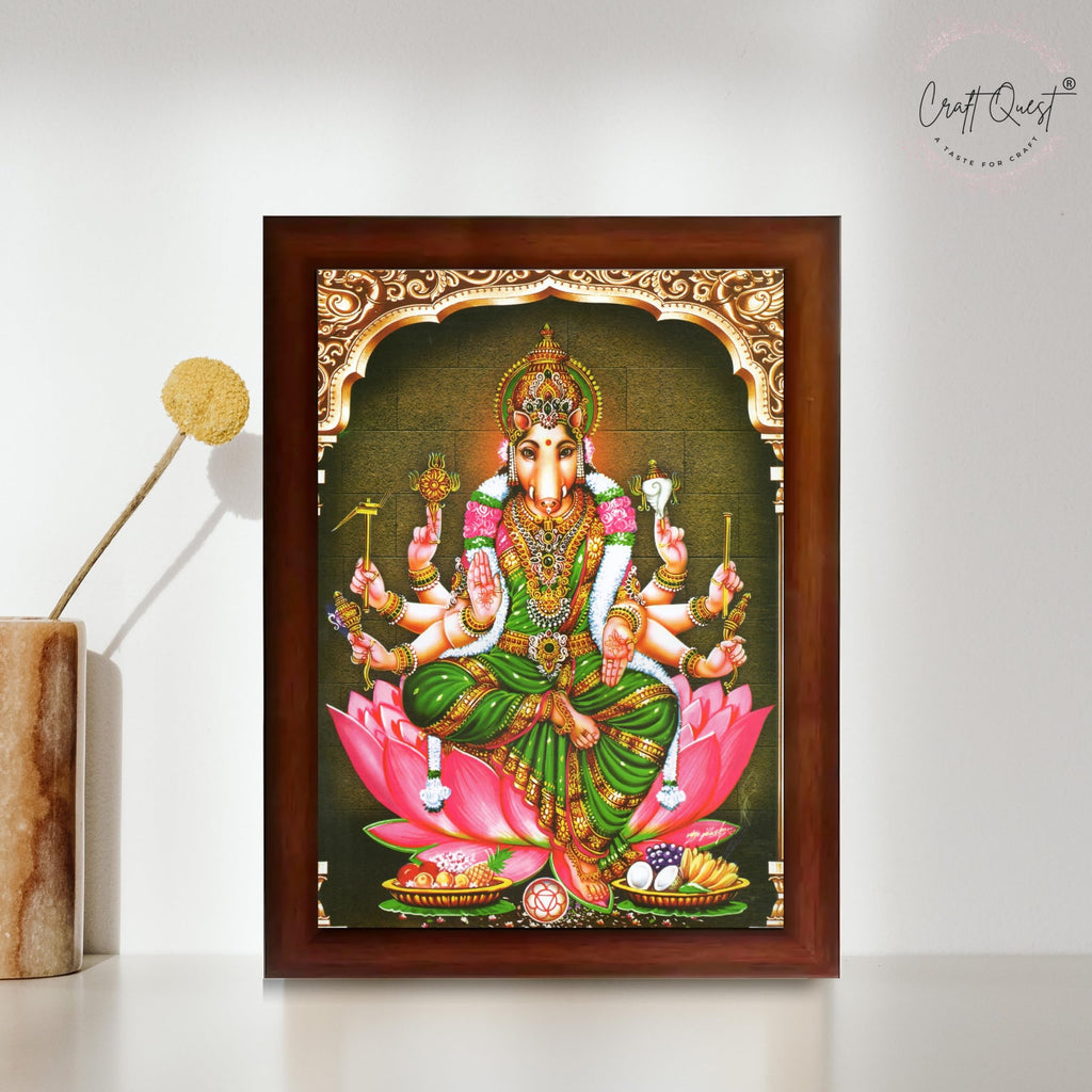 CRAFT QUEST Varahi Amman Photo Varahi Wall Painting Photo Frame | South God Frame for Home, Office, Temple & Gifting