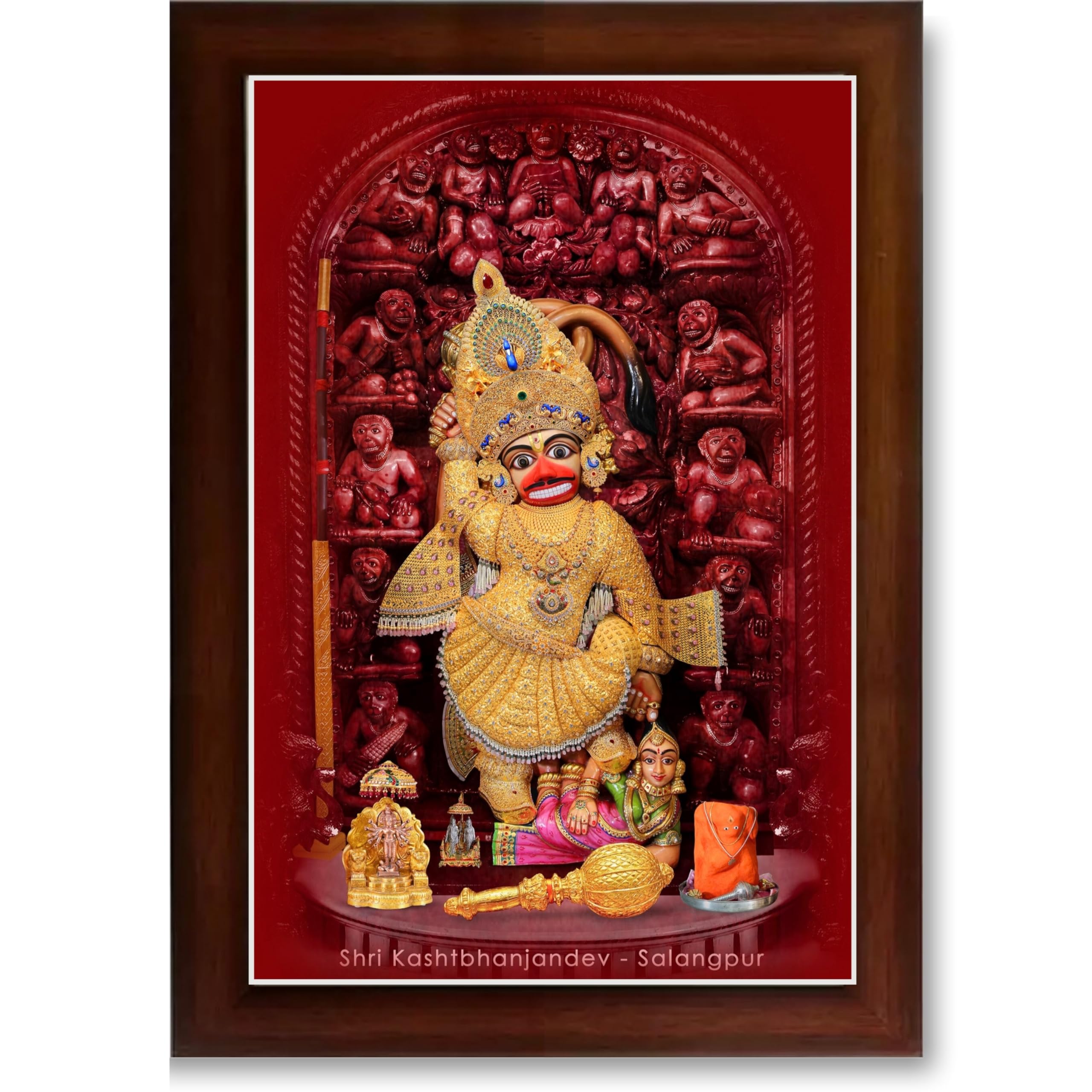 CRAFT QUEST Shree Kashtabhanjan Dev Hanumanji Salangpur Religious Photo Frame Synthetic, Wall hangings