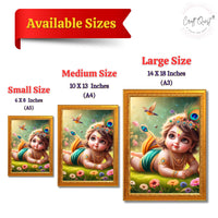 CRAFT QUEST Bal Gopal Krishna Photo For Pregnant Women Poster For Decoration Wall, Bedroom, Living Room,