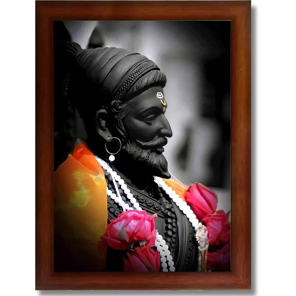 CRAFT QUEST Chattrapati Shivaji Maharaj Wall Painting With Acrylic Sheet | For Living, Pooja Room | Home Decoration Item | Best Gifting Option
