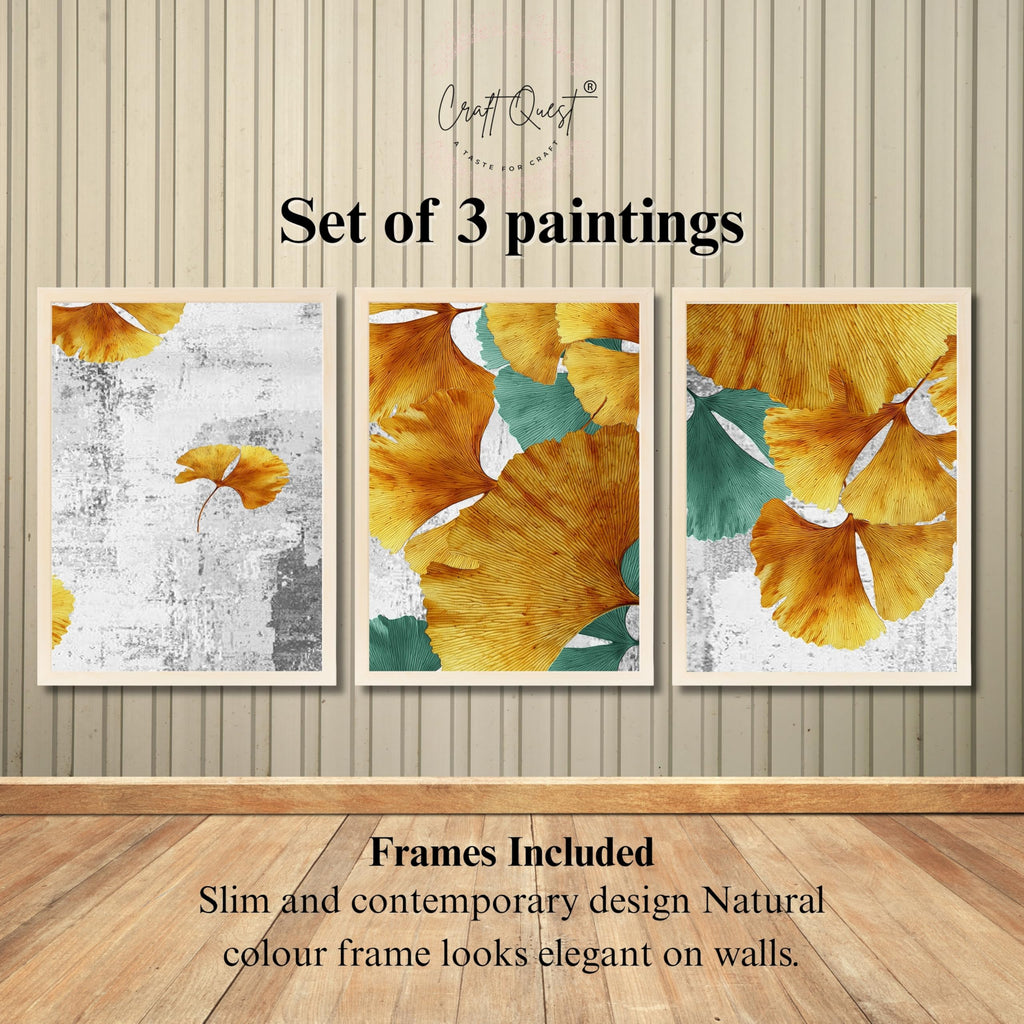 CRAFT QUEST Modern Art Rich Texture Abstract Wall Art | Set of 3 Frames for Home Decoration | Ideal for Living Room, Bedroom & Offices