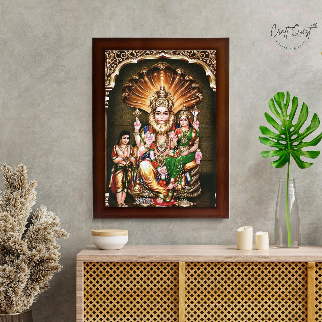 CRAFT QUEST Lakshmi Narasimha Swamy Lord Narsingh Bhagwan Photo Framed | Acrylic Glass, Lightweight | Ideal for Home, Office, Temple & Puja Room, Wall Decor