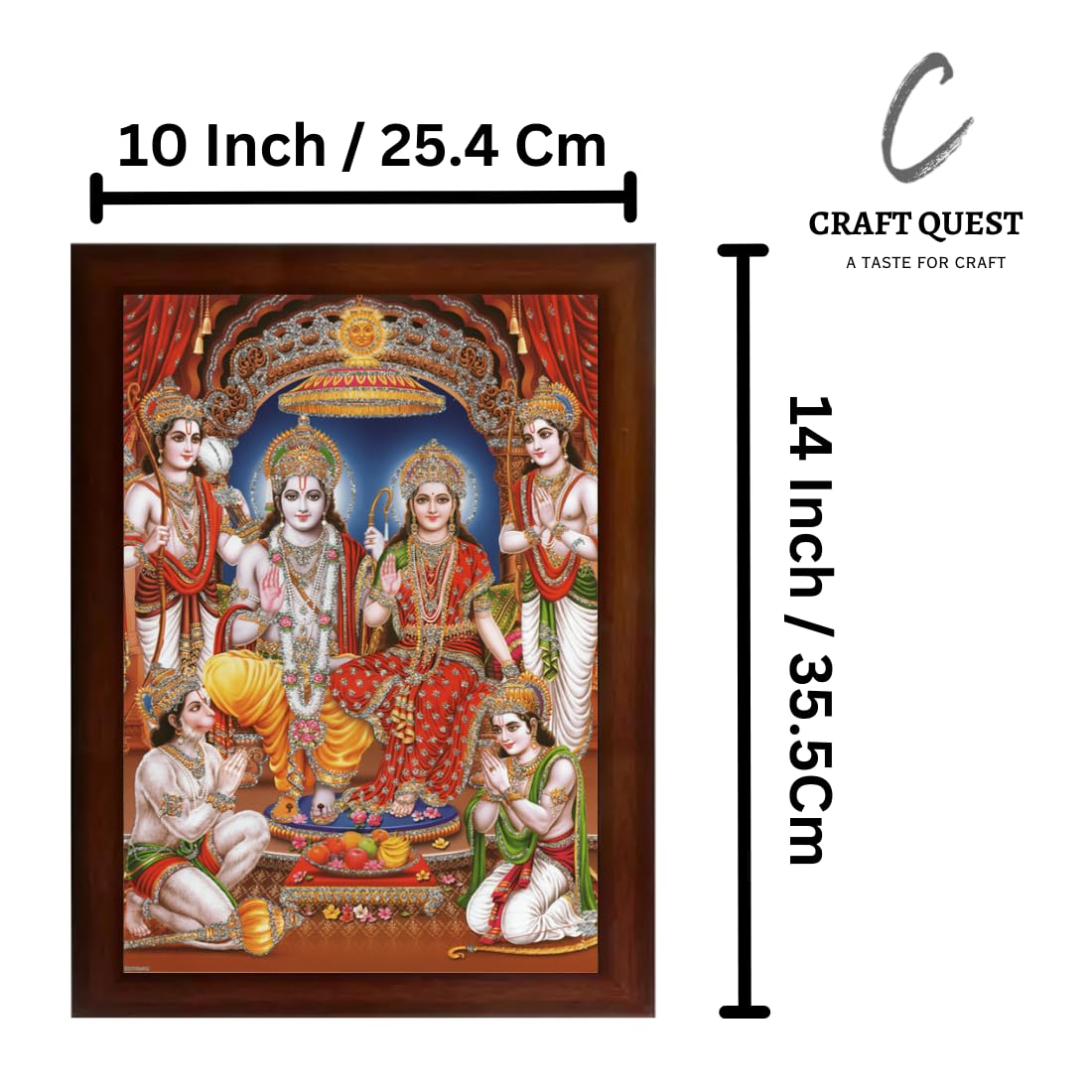 Craft Quest Ram Darbar Sparkle Coated Framed, Home Decorative Gift Item Painting (14 X 10 Inches, Multicolour,Religious) RD1013-515