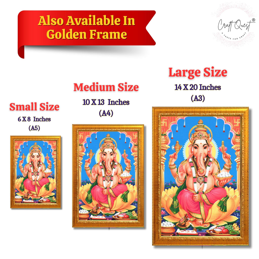 CRAFT QUEST Lord Ganpati Ganesha Wall Hanging Frame for Living Room, Bedroom, Office & Pooja Room Décor GA-212