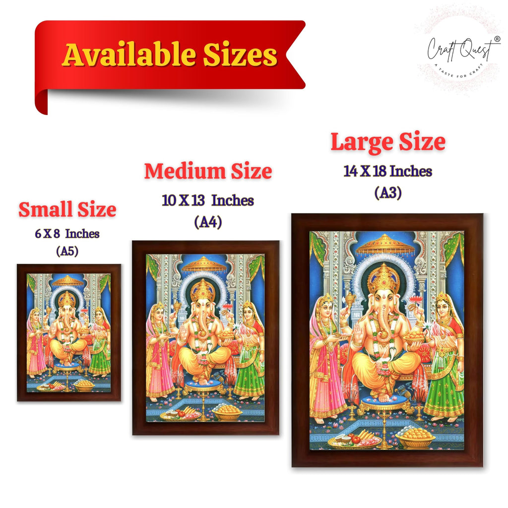 CRAFT QUEST Lord Ganesha Ganpati ji Modern Wall Painting With Frame For Pooja, Home and Office Decor,