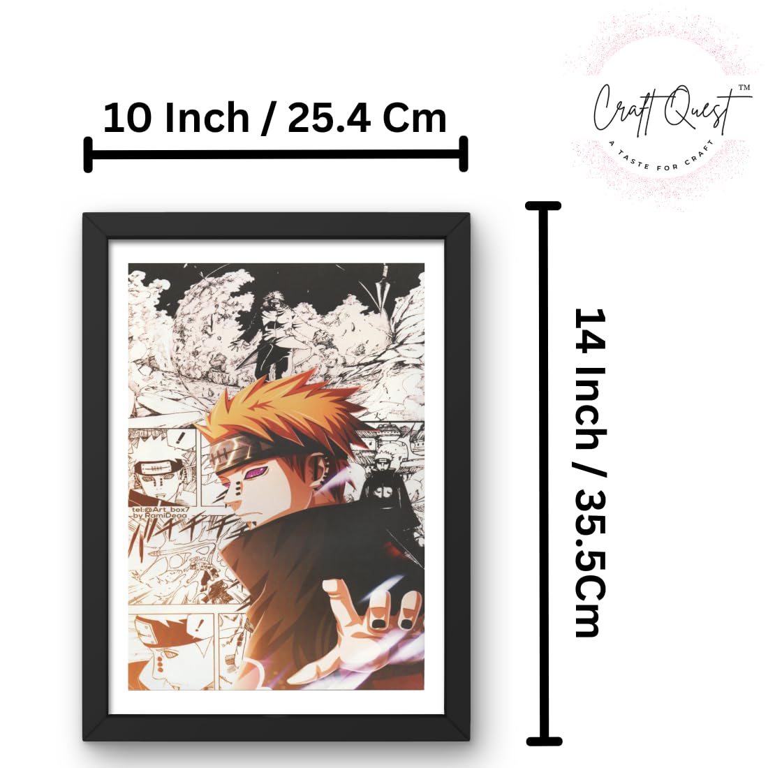 CRAFT QUEST Naruto Anime Laminated Posters Framed Painting For Anime Naruto Fans Wall Decor, Home Decor with Matt Black Frame (14 Inches x 10 Inches)
