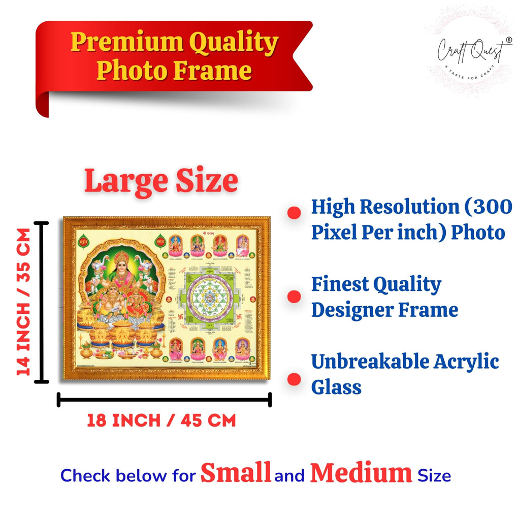 Ashta Lakshmi Devi Laxmi Sri Shri Shree Yantra Wall Painting Framed Home Décor and Ideal Spiritual Gift