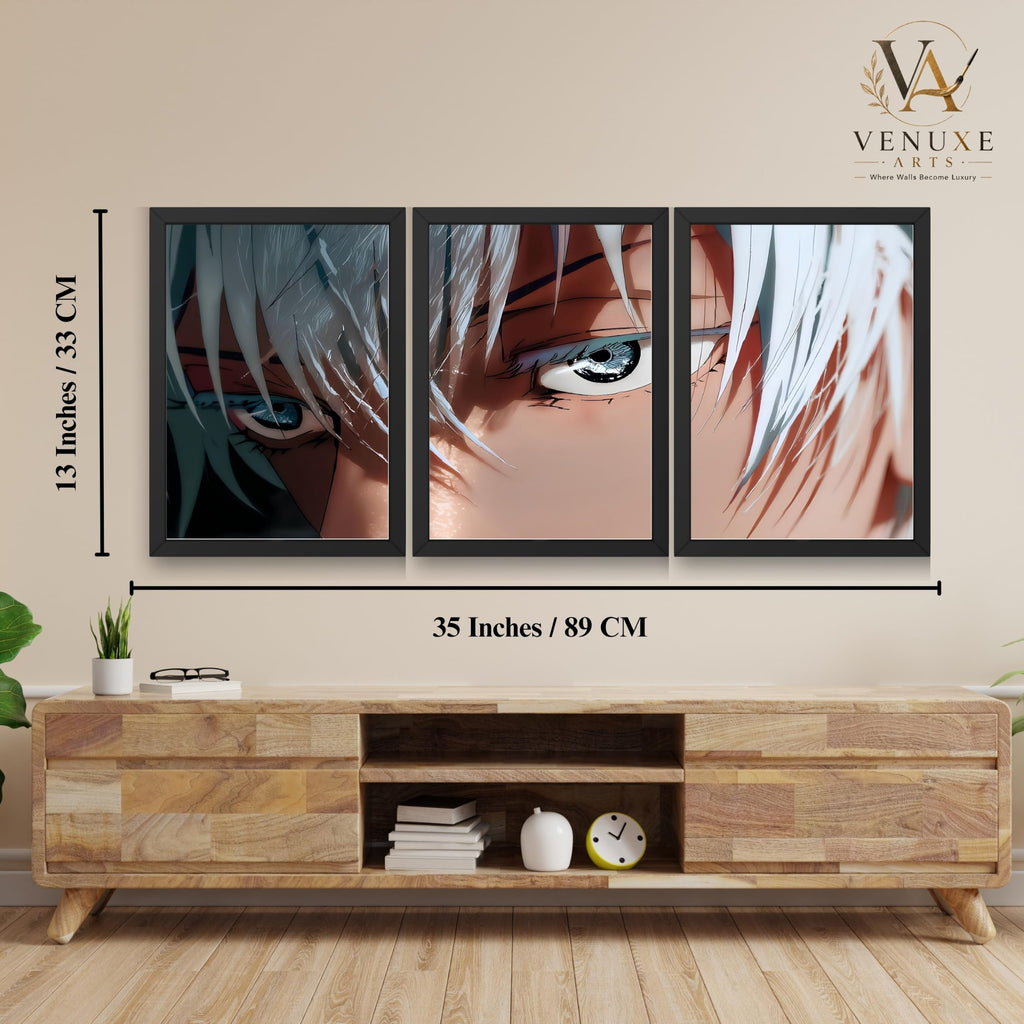VENUXE ARTS Set Of 3 Anime Characters Wall Framed |Anime Characters Framed Poster for Living Room Bedroom Gaming Room Studio Wall Decor